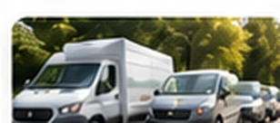 Mehrere weiße Transporter nebeneinander.